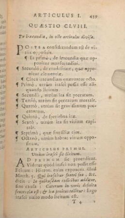 Quaestio CLVIII. De iracundia, in octo articulos divisa.