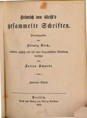 Heinrich von Kleists gesammelte Schriften. 2