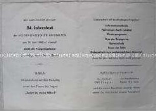 Einladung zum Jahresfest der "Hoffmansthaler Anstalten"