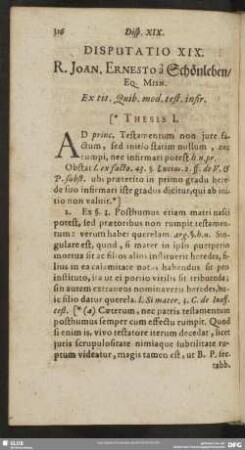 Disputatio XIX. R. Joan. Ernesto a Schönleben, Eq. Misn. Ex tit. Quib. mod. test. infir.
