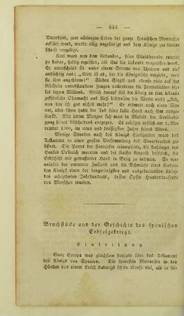 Bruchstücke aus der Geschichte des spanischen Erbfolgekriegs
