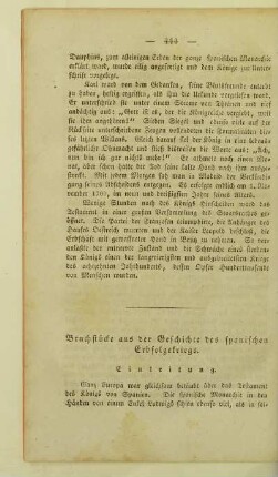 Bruchstücke aus der Geschichte des spanischen Erbfolgekriegs