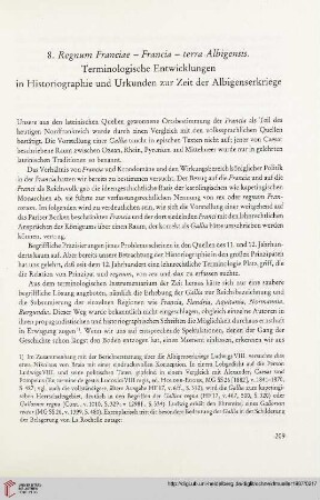 8. Regnum Franciae - Francia - terra Albigensis. Terminologische Entwicklungen in Historiographie und Urkunden zur Zeit der Albigenserkriege