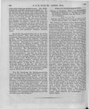 Schottin, J. F. D.: Natur und Menschenleben im Lichte des Glaubens. Predigten. Leipzig: Cnobloch 1833 Auch u. d. T.: Beiträge zur Nahrung für Geist und Herz u.s.w. Bdchen. 3.