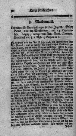 Kosmologische Unterhaltungen für die Jugend. Bd.1.