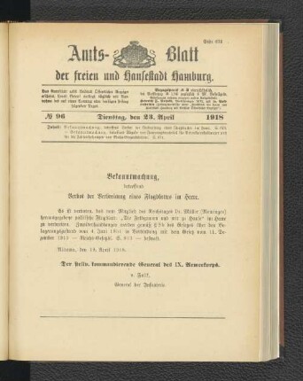 No. 96, 23. April 1918