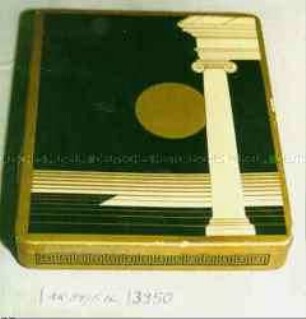 Blechdose für Zigaretten (Abbildung griechischer Säule vor Mond - auf Innendeckel: Hellas Zigaretten)