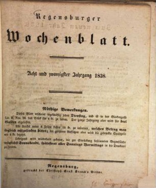 Regensburger Wochenblatt. 28, 28. 1838