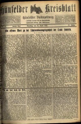 Zweite Ausgabe vom Samstag, den 21. April 1928.