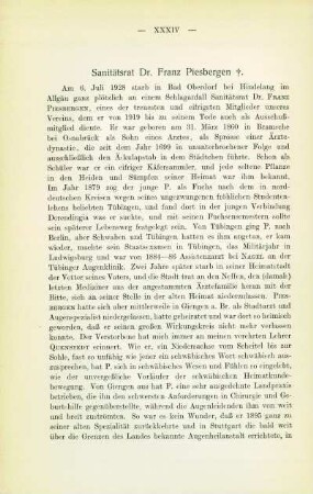 Sanitätsrat Dr. Franz Piesbergen ✝