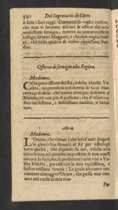 Offerta di servigio alla Regina.