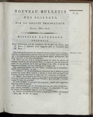 Nouveau Bulletin des Sciences, par la Société Philomatique. Paris. Mars 1813., 66