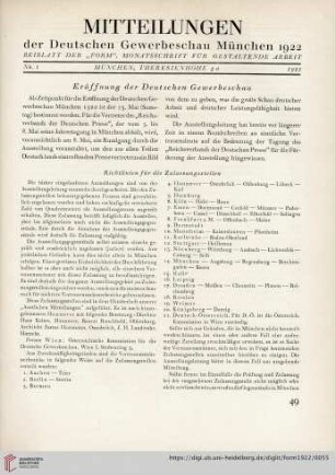 Mittteilungen der Deutschen Gewerbeschau München