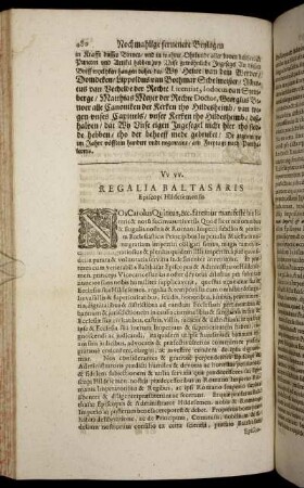 Vv. vv. Regalia Baltasaris Episcopi Hildesemensis.