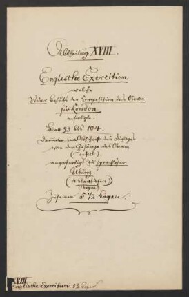 Englische Sprachstudien und fragmentarische Abschrift des englischen Textes der Oper Oberon