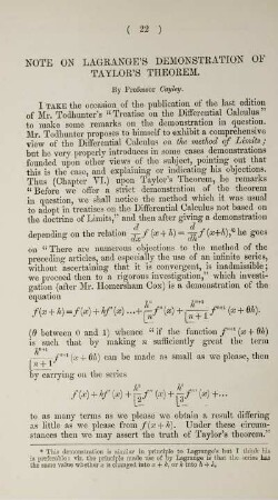 Note on Lagrange's demonstration of Taylor's theorem.