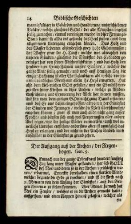 Der Außgang auß der Archen/ der Regenbogen. Gen. 9.