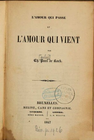 L' amour qui passe et l'amour qui vient