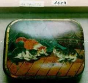 Automaten-Blechdose (Abbildung spielender Katzen)