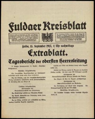 Ausgabe vom Mittwoch, den 15. September 1915.