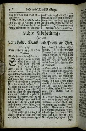 Achte Abtheilung, handelt vom Lobe, Dank und Preise an Gott.