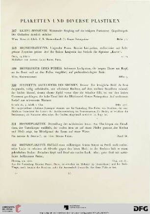 Plaketten und diverse Plastiken (Nr. 317-353)