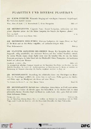 Plaketten und diverse Plastiken (Nr. 317-353)