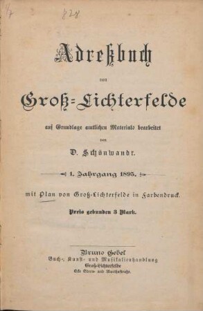 1.1895: Adressbuch von Groß-Lichterfelde : auf Grundlage amtlichen Materials bearbeitet