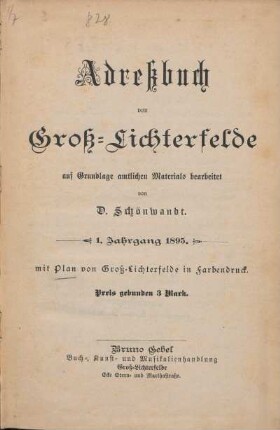 1.1895: Adressbuch von Groß-Lichterfelde : auf Grundlage amtlichen Materials bearbeitet