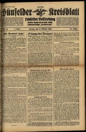 Erste Ausgabe vom Freitag, den 03. Februar 1939.