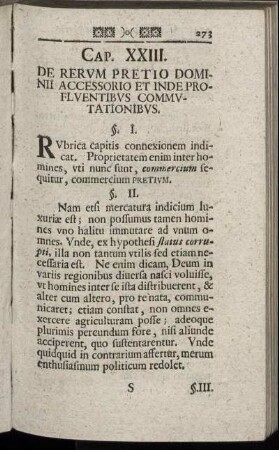 Cap. XXIII. De Rerum Pretio Dominii Accessorio Et Inde Profluentibus Commutationibus.