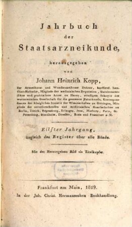 Jahrbuch der Staatsarzneikunde. 11, 11. 1819