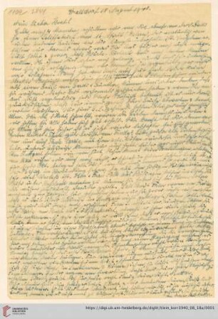 Korrespondenz von Alice und Ludwig Klein: Brief von Alice Klein an Kurt Klein