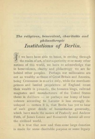 The religious, benevolent, charitable and philantropic Institutions of Berlin