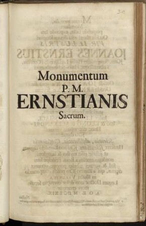 Monumentum P. M. Ernstianis Sacrum