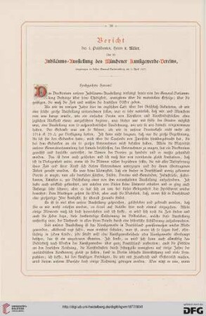 Bericht des 1. Präsidenten, Herrn v. Miller, über die Jubiläums-Ausstellung des Münchner Kunstgewerbe-Vereins