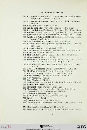 D. Arbeiten in Metalle (Nr. 541-755)