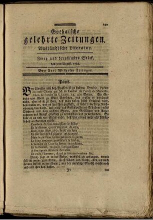 Zwey und dreyßigstes Stück, den 9ten August, 1788.