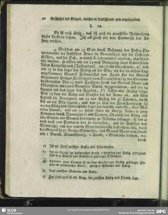 §. 19. [Preuß. Bericht von der Schlacht bey Lowositz]