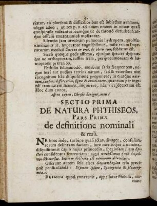 Sectio Prima. De Natura Phthiseos.