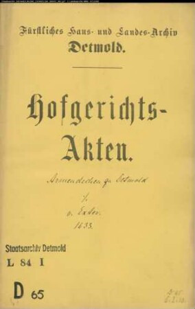 Detmold, Armendechen zu gegen Johann von Exter - Schuldforderung