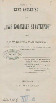 Eene ontleding van "Onze koloniale staatkunde"