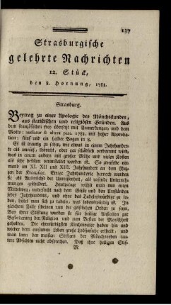 12. Stück, den 8. Hornung, 1783.