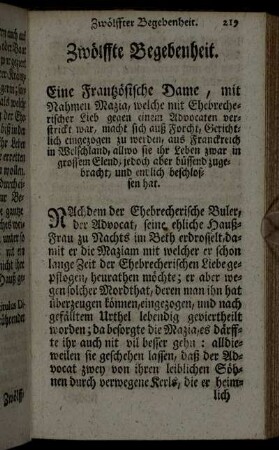 Zwölffte Begebenheit. - Neunzehende Begebenheit.