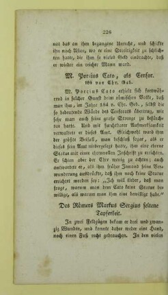 M. Porcius Cato, als Censor. 184 vor Chr. Geb