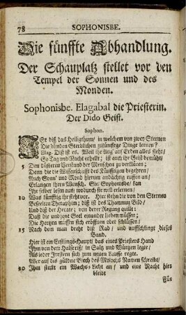 Die fünffte Abhandlung. Der Schauplatz stellet vor den Tempel der Sonnen und des Monden.