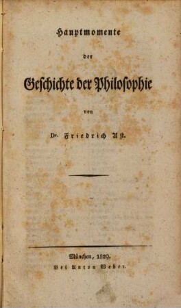 Hauptmomente der Geschichte der Philosophie