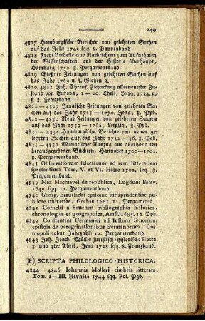 P) Scripta Philologico - Historica.