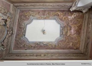 Stuckdecke mit Akanthus- und Blumenranken und Putto