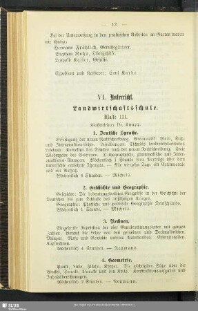 VI. Unterricht